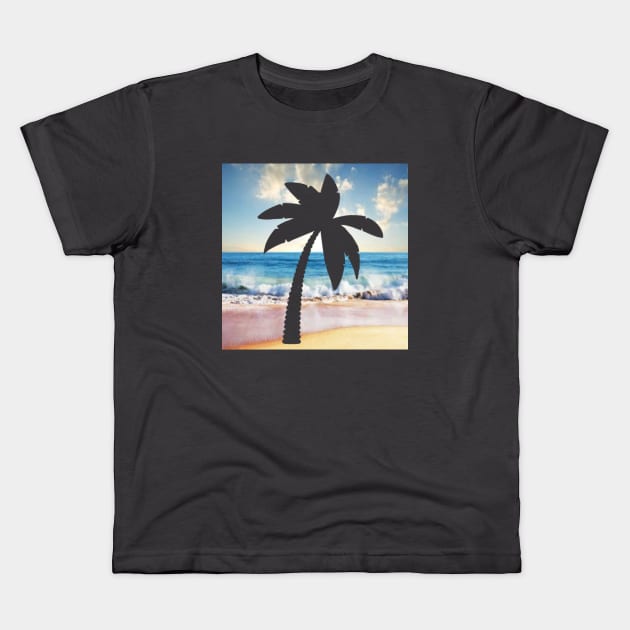 Beach palm Kids T-Shirt by Ahyor